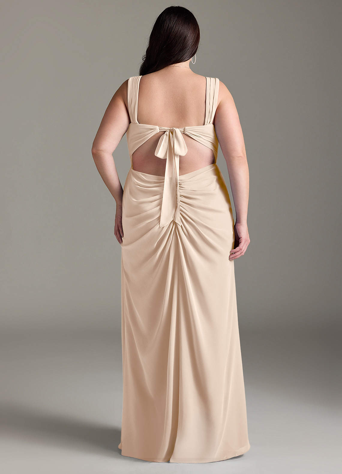 Azazie Jesaphine Bridesmaid Dresses White Alabaster Sheath Bow Chiffon Dress image8