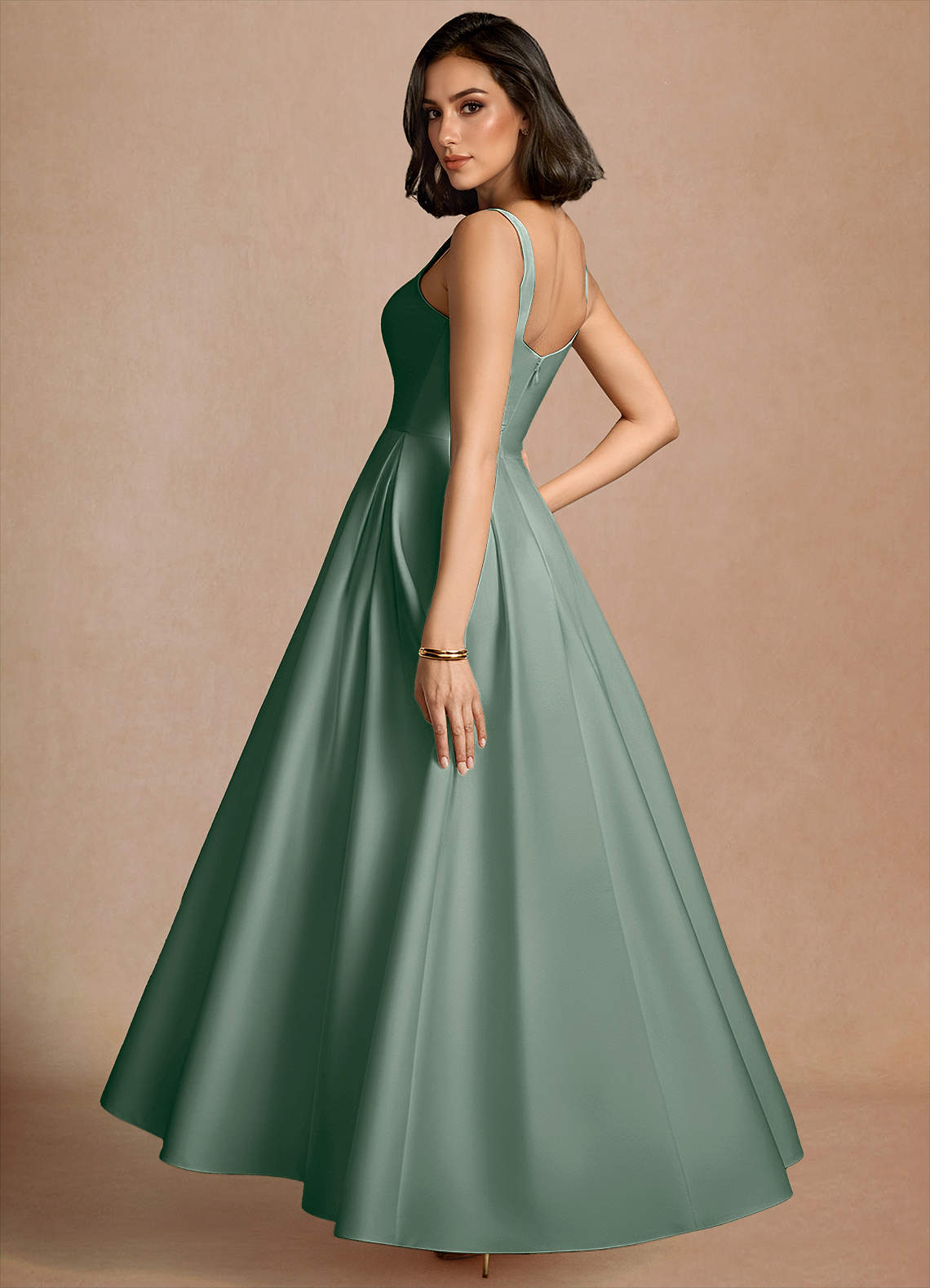 sage green vintage dress Molly 70s Vintage Maxi Gown in Sage Green Gingham