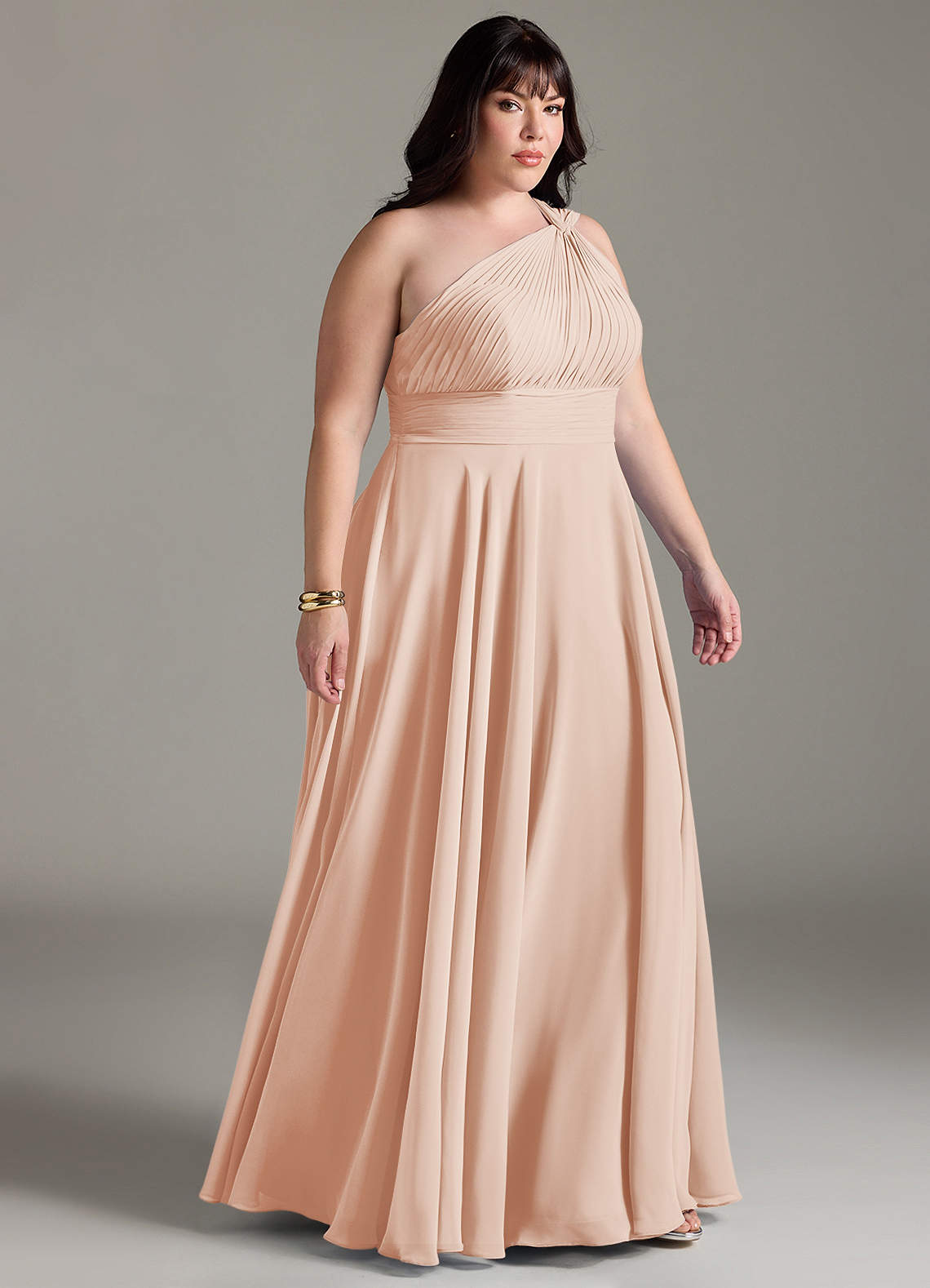 Azazie Charlize Bridesmaid Dresses English Rose A-Line One Shoulder Chiffon Dress image9