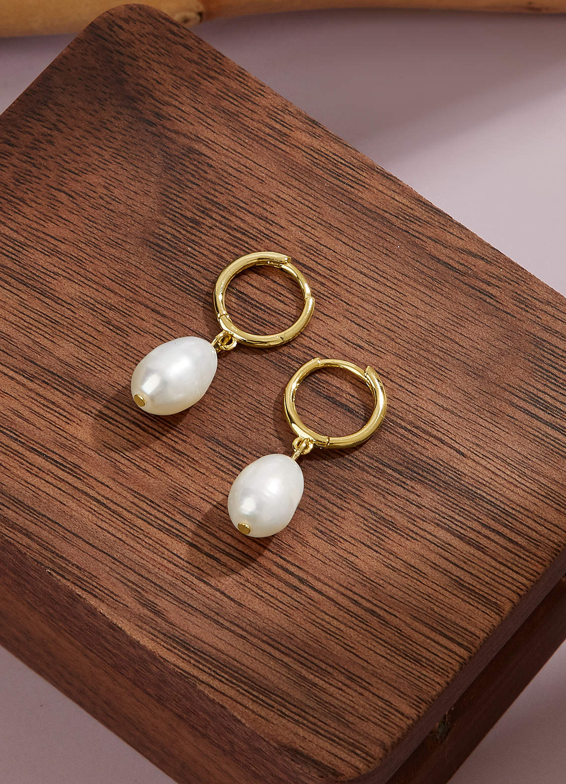 front Golden Pearl Earrings