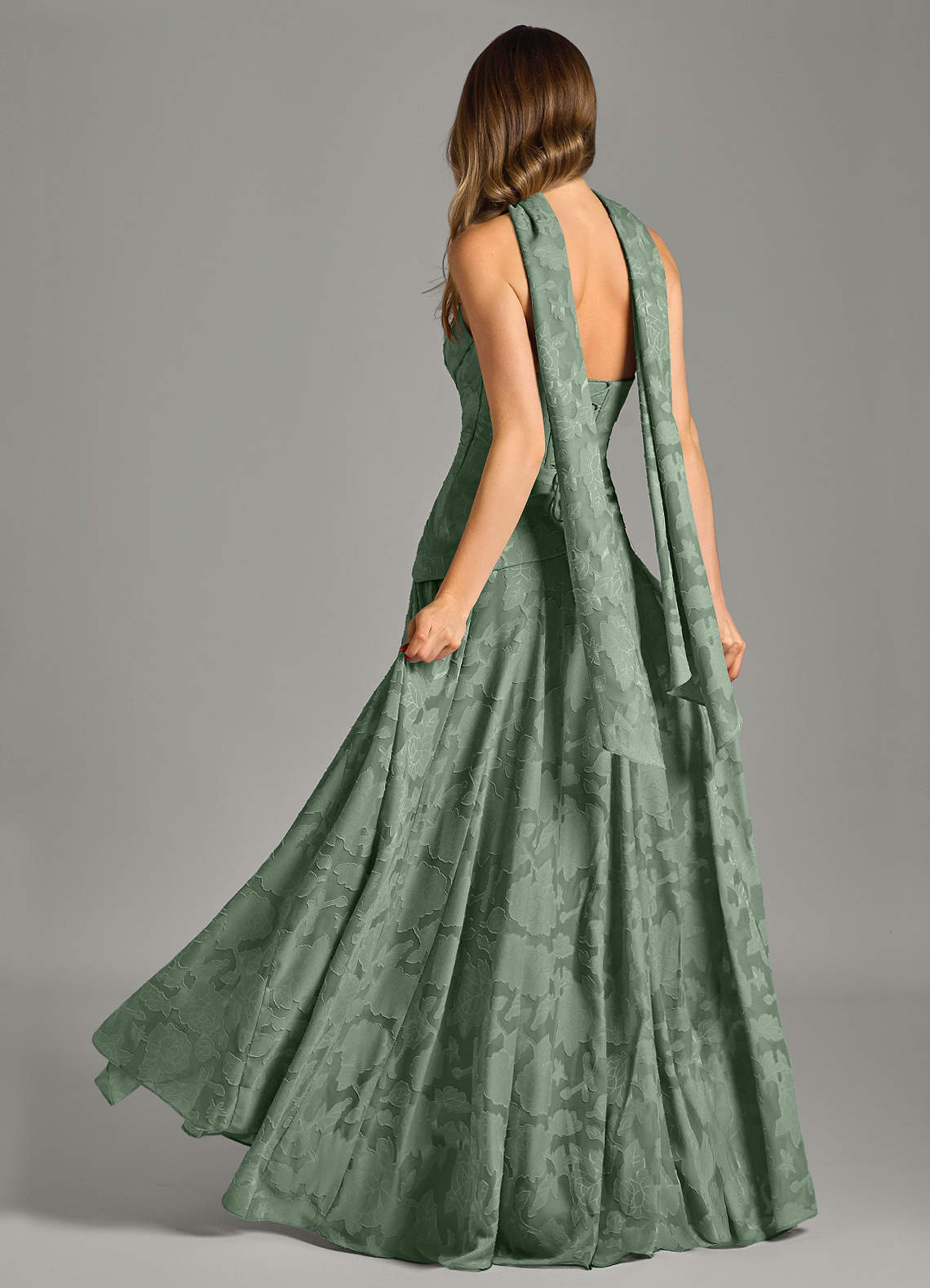 Azazie Gabriela Bridesmaid Dresses Matcha A-Line Strapless Floral Burnout Dress image1