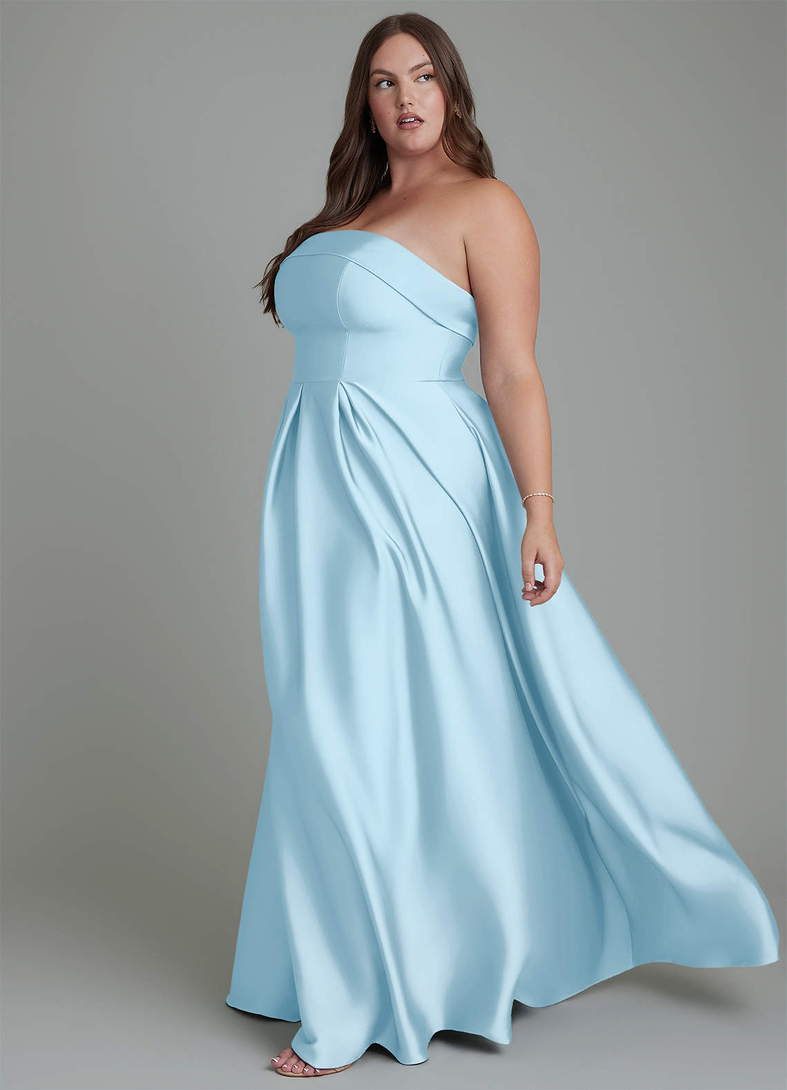 Azazie Lucienne Bridesmaid Dresses Sky Blue A-Line Strapless Stretch Satin Convertible Dress image11
