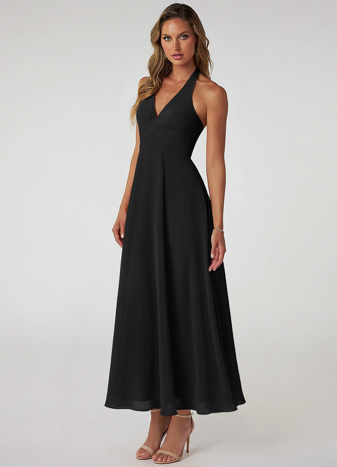 Azazie Tessie Black Chiffon Bridesmaid Dresses