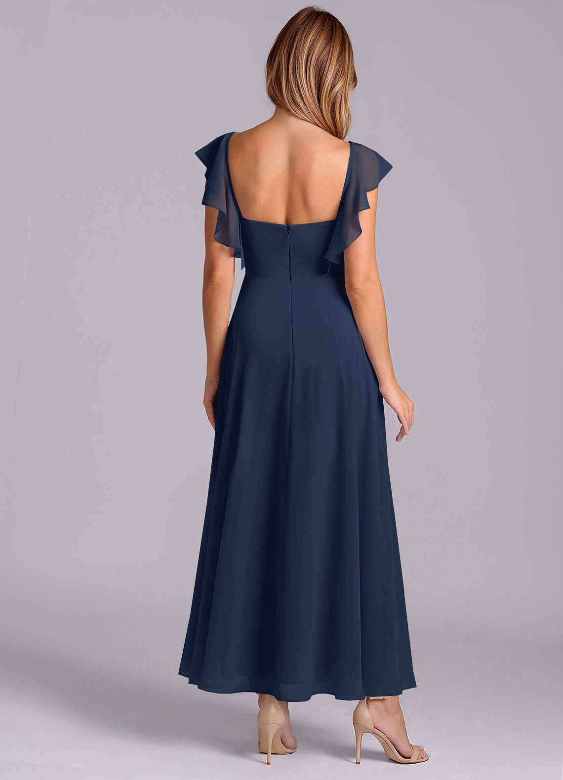 Azazie Leilani Morsiusneito Mekot A-linja Rypytetty Sifonki Nilkan pituus Pukeutua image1