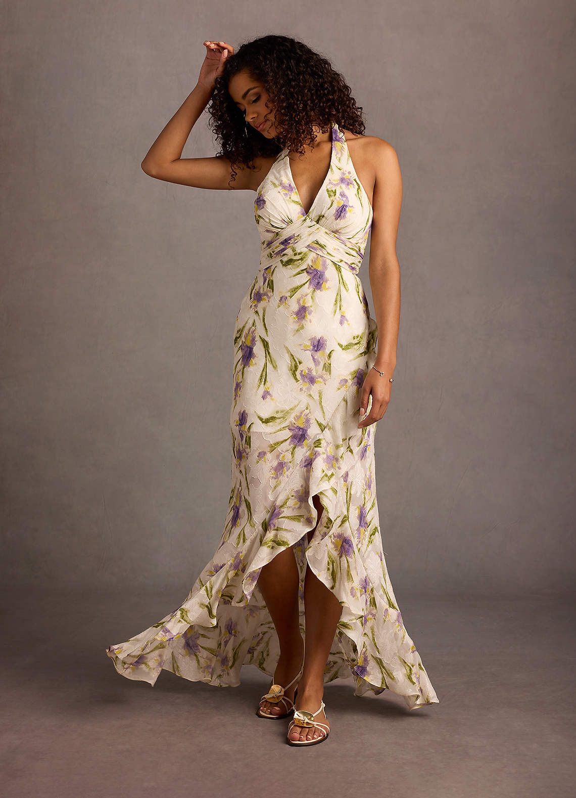 Leora Tulip Multi Print Maxi Dress | Azazie