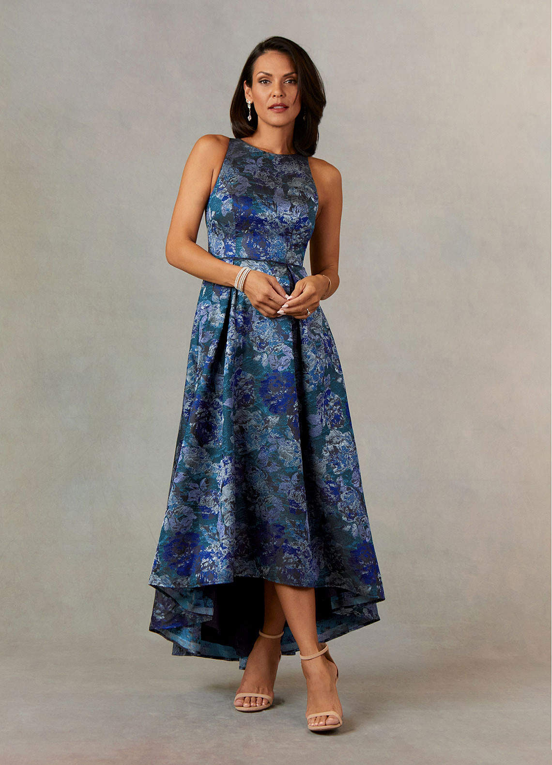 Upstudio Aniston Mother of the Bride Dresses Dark Navy A-Line Pleated Jacquard Dress image1