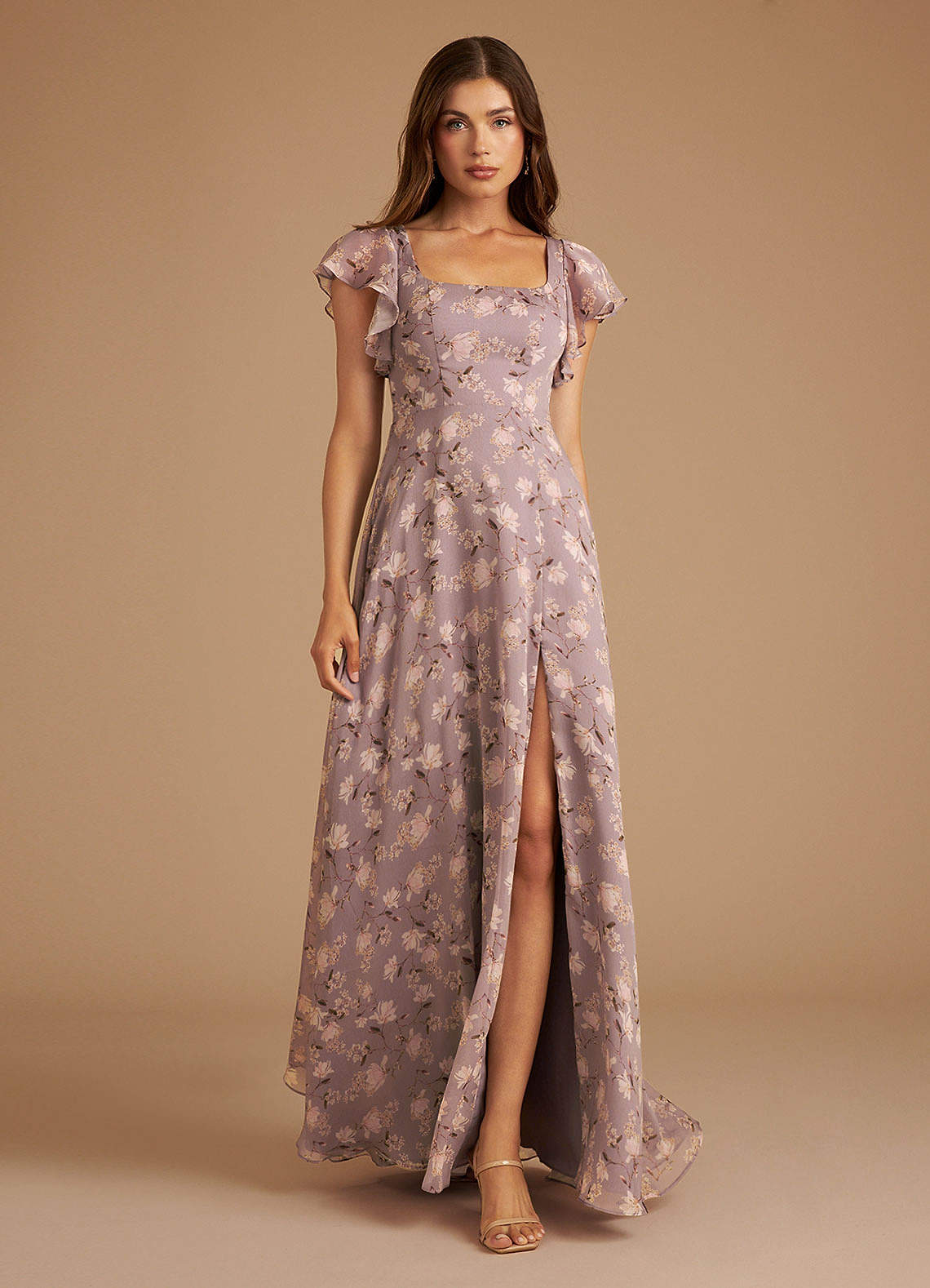 Azazie Bondi Bridesmaid Dresses Lilac Bloom Floral A-Line Ruched Bloom Dress image1
