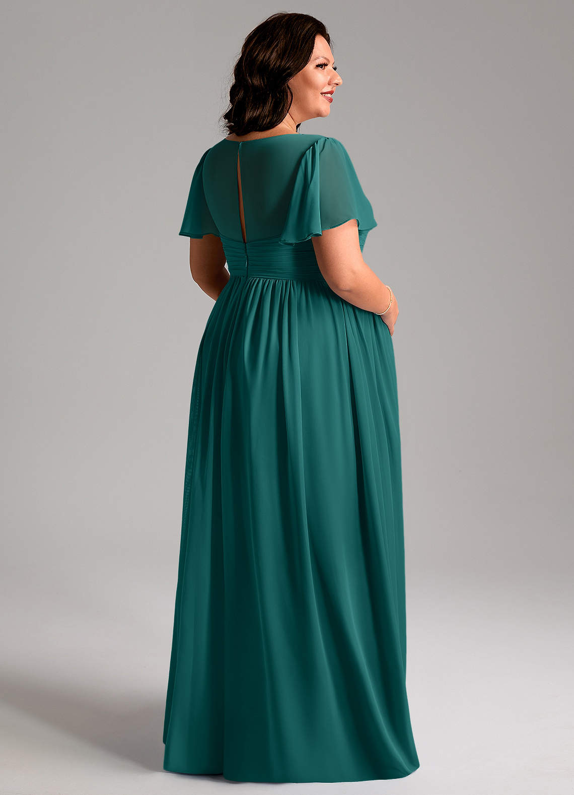 Azazie Verna Maternity Bridesmaid Dresses A-Line V-Neck Ruched Chiffon Floor-Length Dress image7