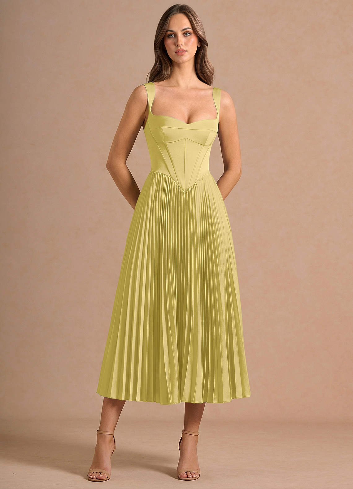 pastel yellow cocktail dresses Avenelle Pastel Yellow Mid Dress