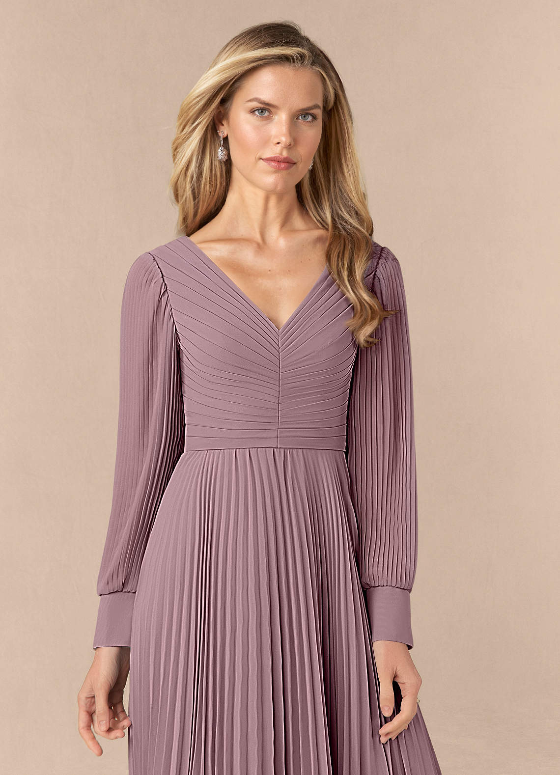 Azazie Zina Mother of the Bride Dresses Dusty Rose A-Line Pleated Chiffon Dress image4