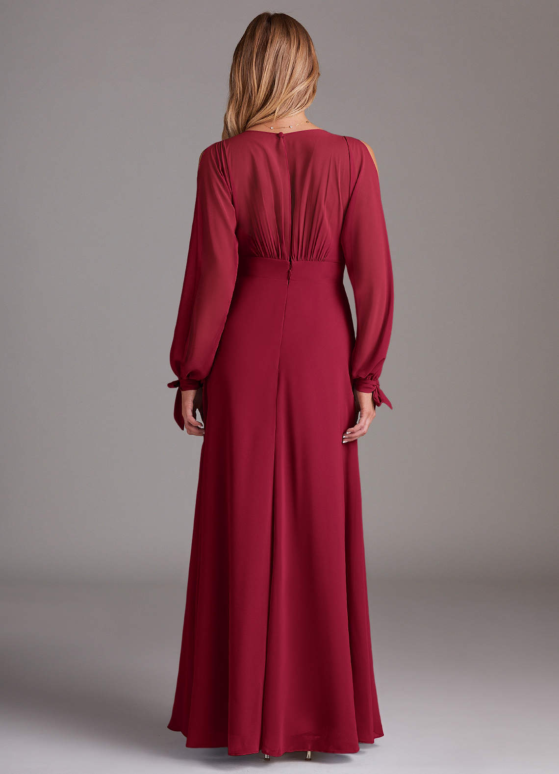 burgundy chiffon long sleeve dress Beautiful A-Line V Neck Long Sleeve Burgundy Chiffon Long Evening Party Dresses US 16 W
