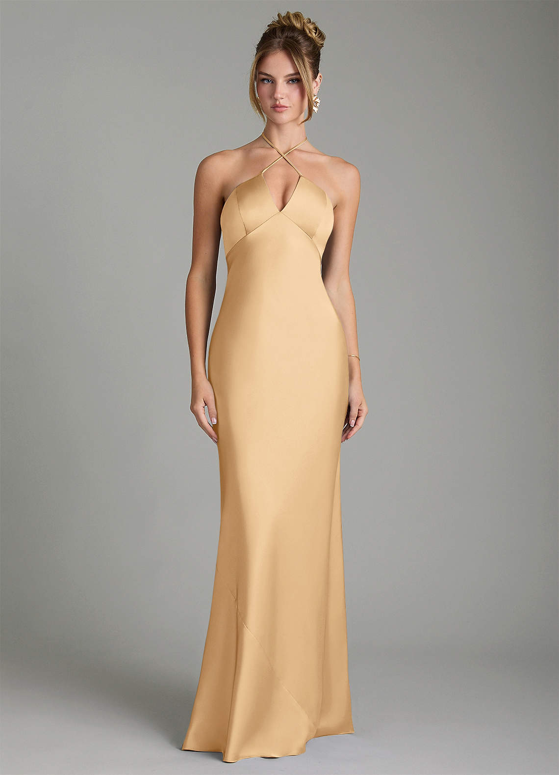 camille bridesmaid dresses Azazie Gold Stretch Satin Mens Tailored Athlete White resort-escapes Color:DDQ-091012 cut skirt