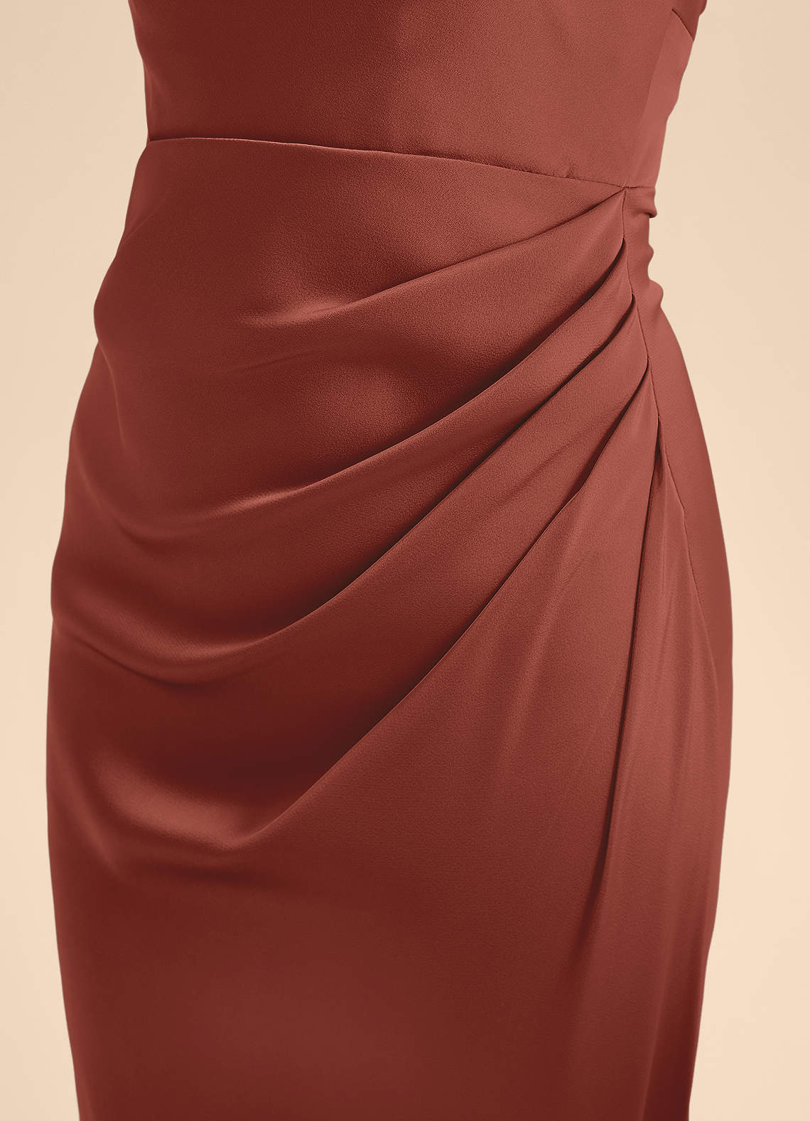 Azazie Renna Junior Vestido de Castaño de Satén Elástico de Corte en A con Plisado image6