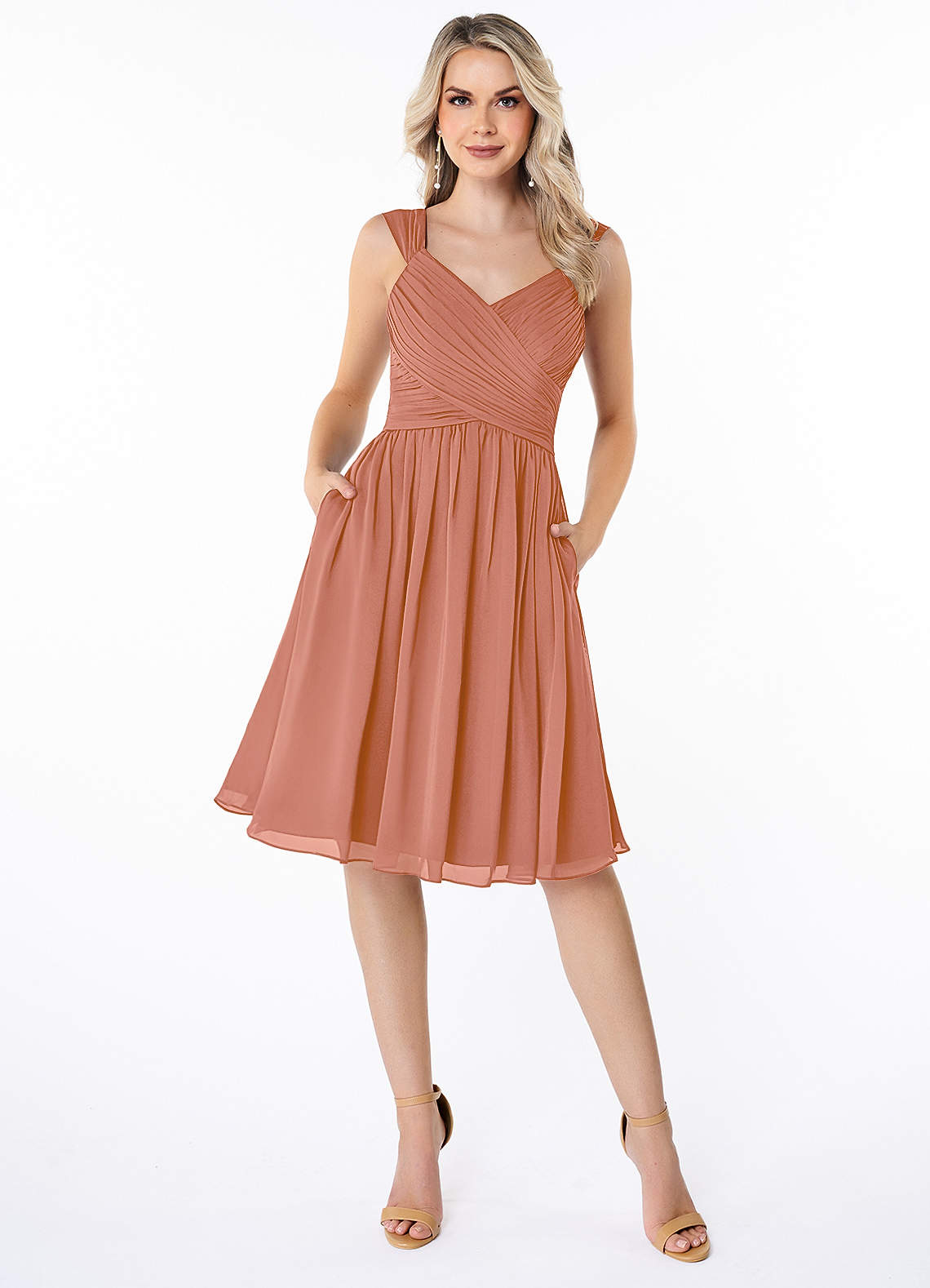 Azazie Angie Bridesmaid Dresses MAI TAI A-Line Corset Chiffon Dress image1