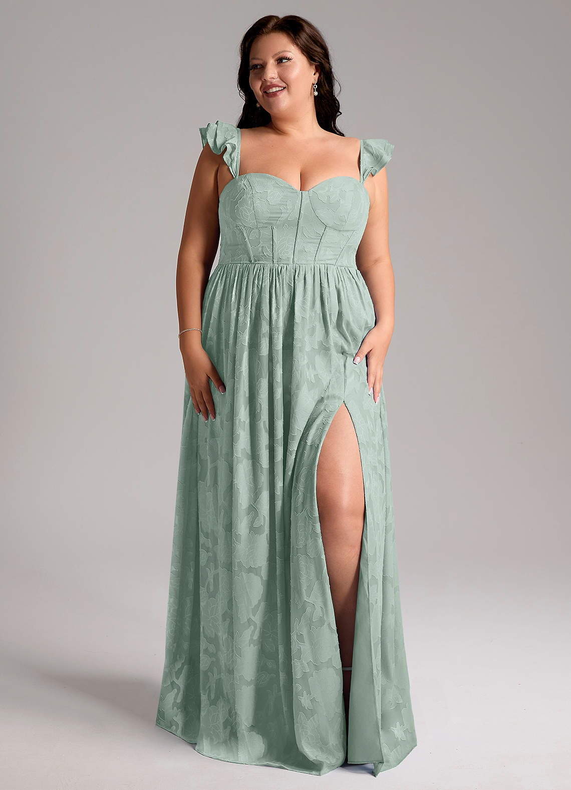 succulent colored bridesmaid dresses Azazie Denisse Agave Floral Burnout A-Line/Princess Sweetheart Taffeta Prom Living have off Material:VISCOSE SATIN