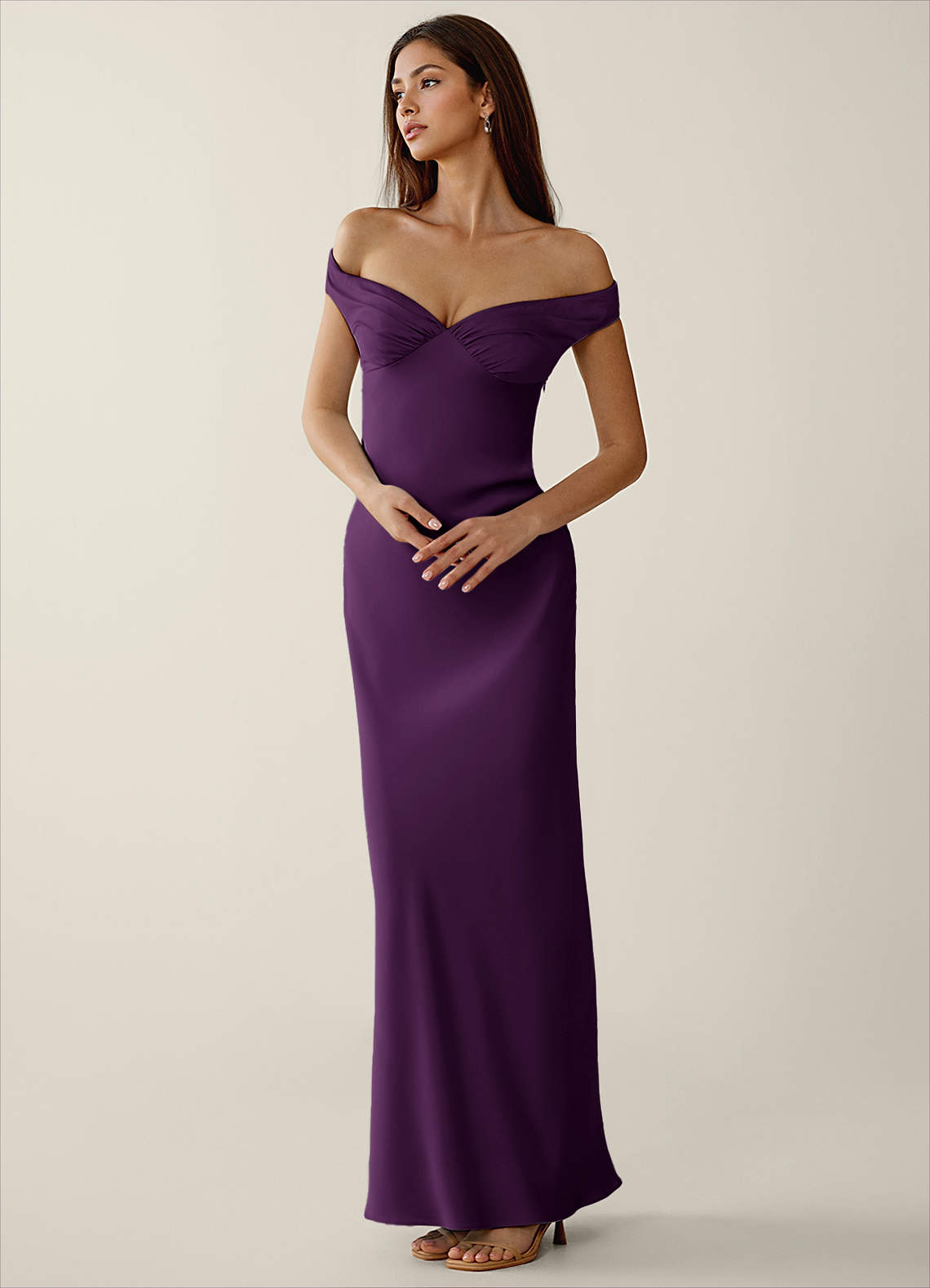 Gwendonme Grape Satin Crystal Linen Prom Dress Prom and Homecoming Dresses  | Azazie AU