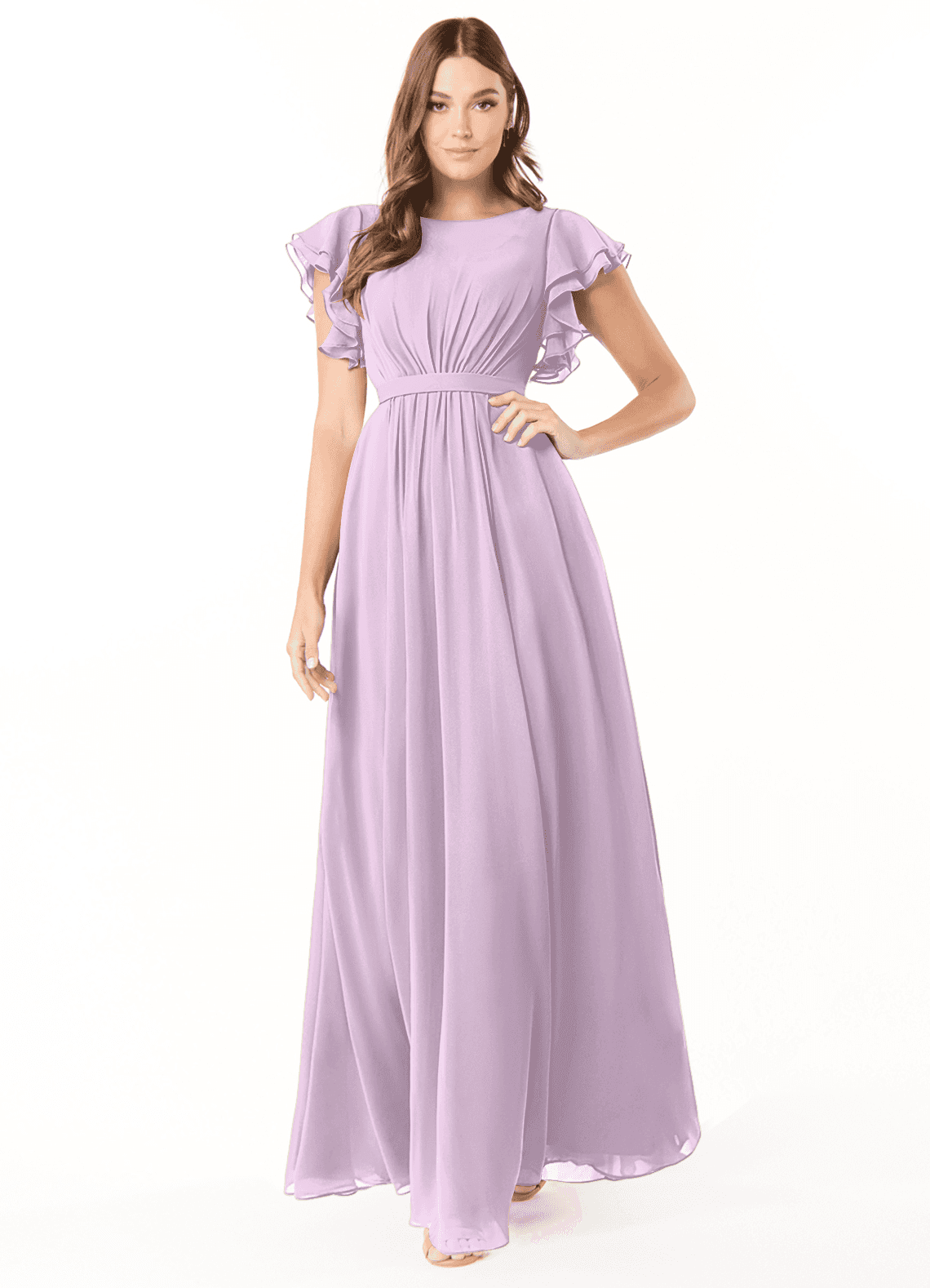 Azazie Daphne vestidos de dama de honor modestos Vestido de Corte En A Volantes Hasta el suelo Gasa image1