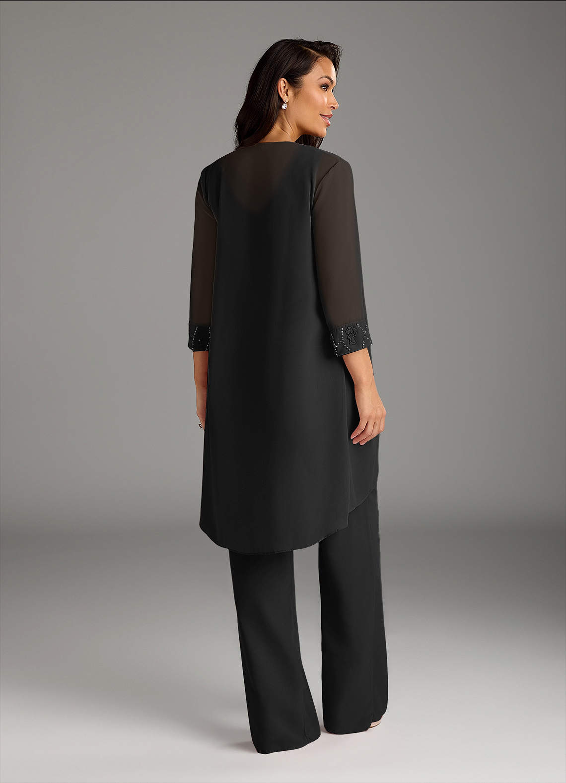 Azazie Maura Mother of the Bride Dresses Black Jumpsuit/Pantsuit Sequins Chiffon Dress image3