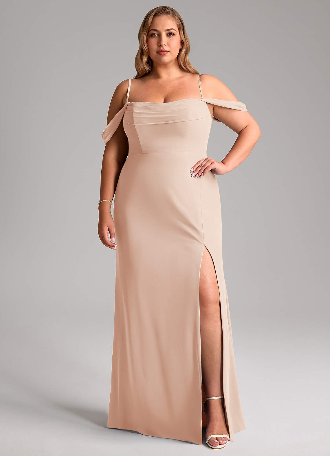 Azazie Saige Bridesmaid Dresses English Rose A-Line Off the Shoulder Chiffon Convertible Dress image12