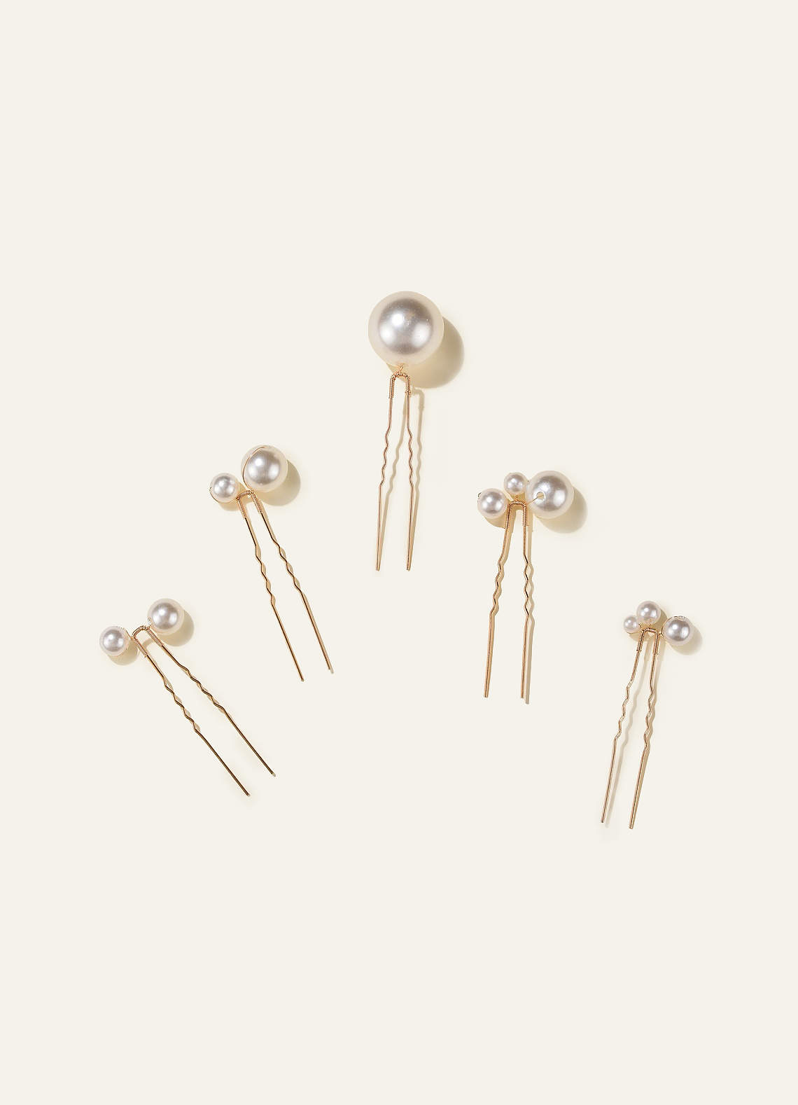 front Juego de horquillas con perlas en racimo (5 piezas)