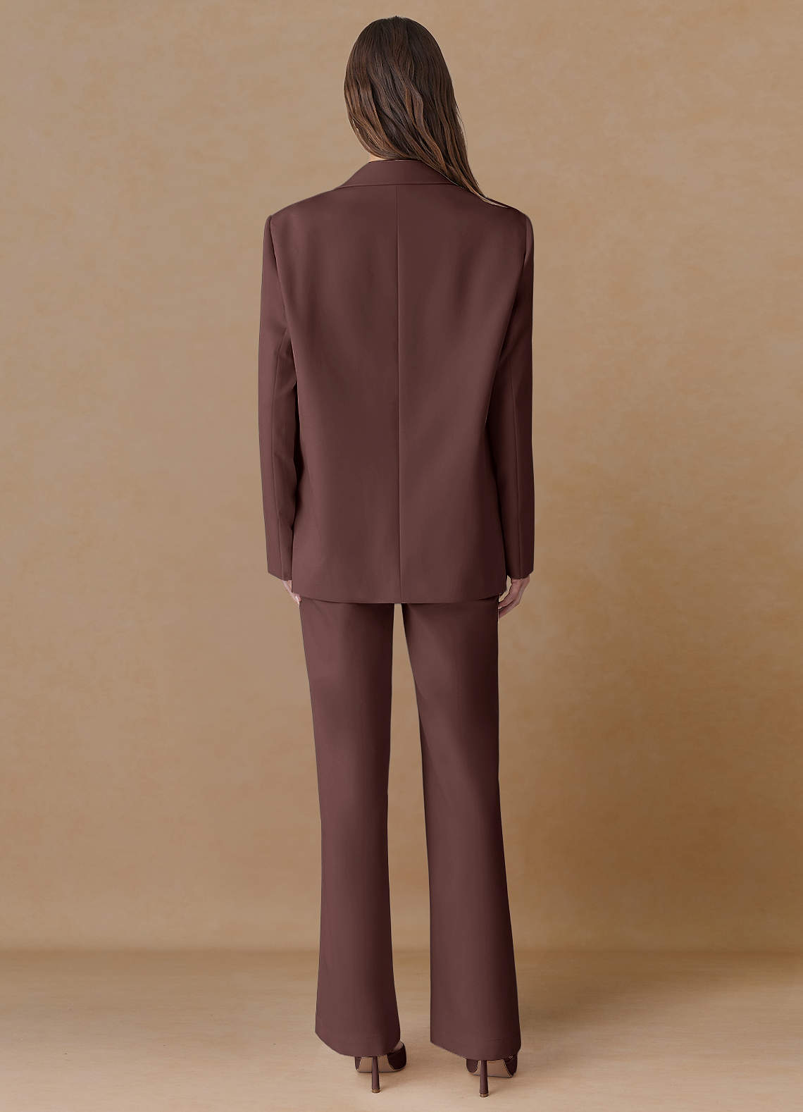 front Marina Espresso Refined Weave Straight-Leg Pants