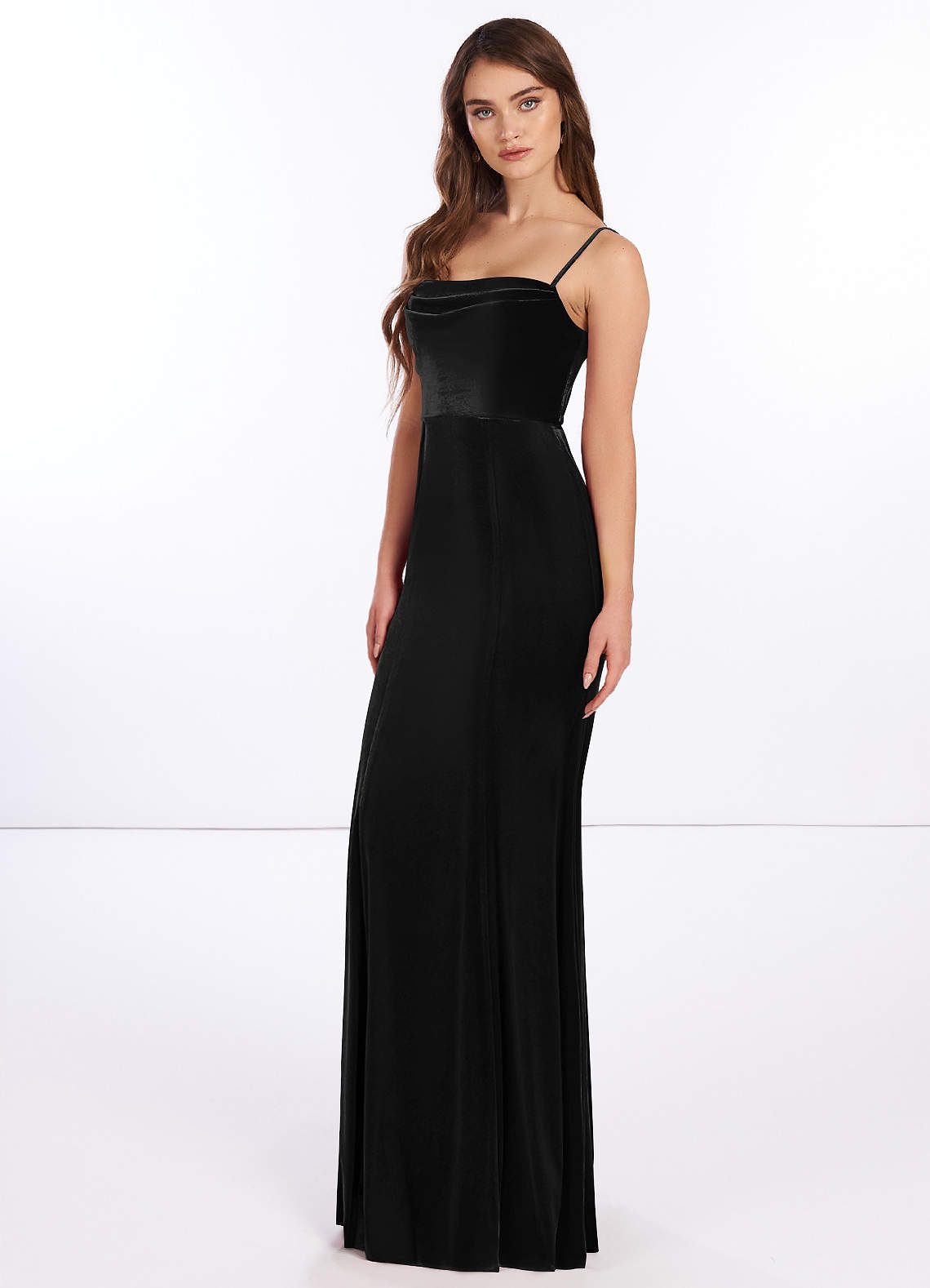 Azazie Solange Bridesmaid Dresses Sheath Pleated Velvet Floor-Length Dress image1