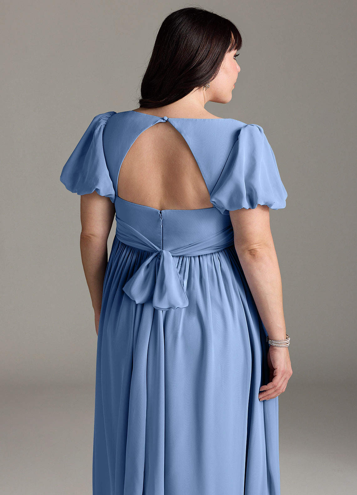 Azazie Madisynn Maternity Bridesmaid Dresses Bow Chiffon Floor-Length Dress image9