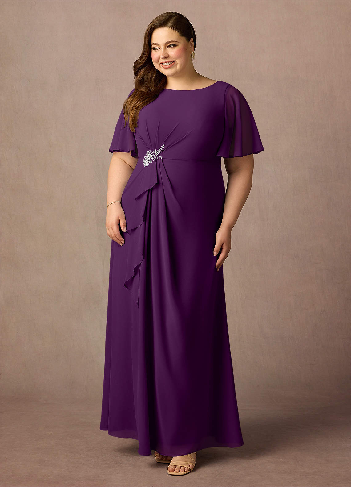 Azazie Rain Mother of the Bride Dresses Grape Sheath Beaded Chiffon Dress image2