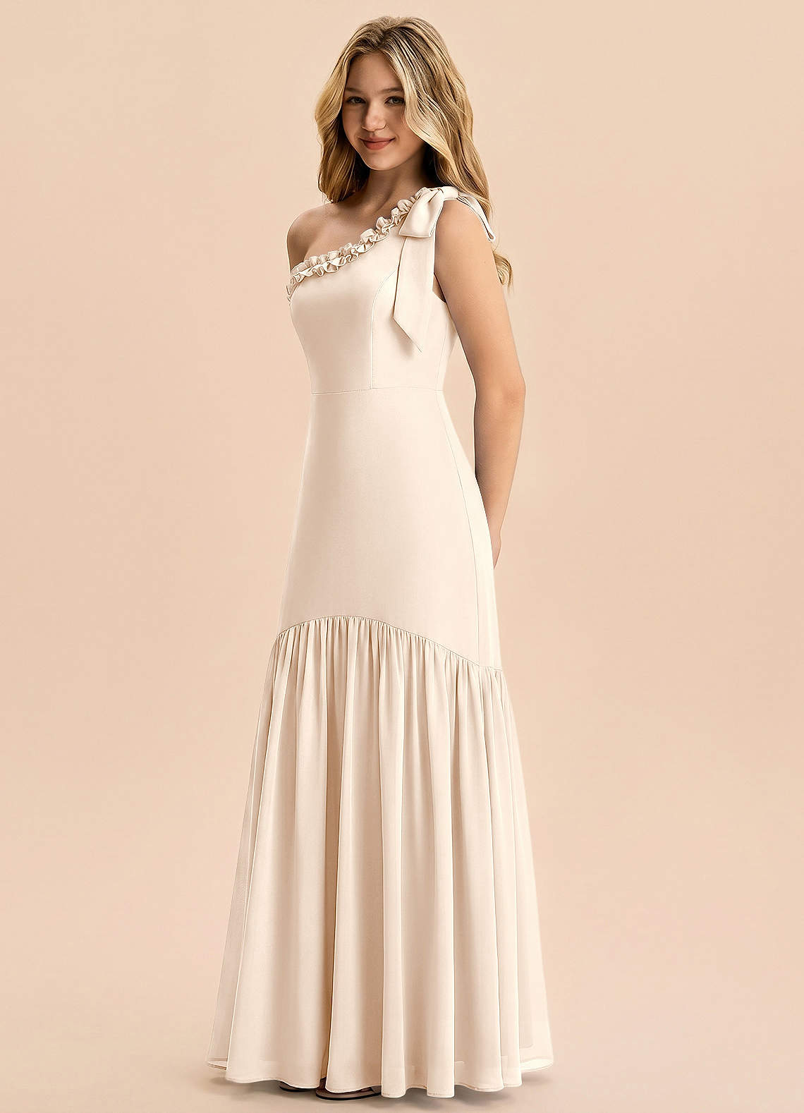 white junior bridesmaid dresses Azazie Yana bridesmaid dresses long with sleeves White Bridesmaid Dress Chiffon Size