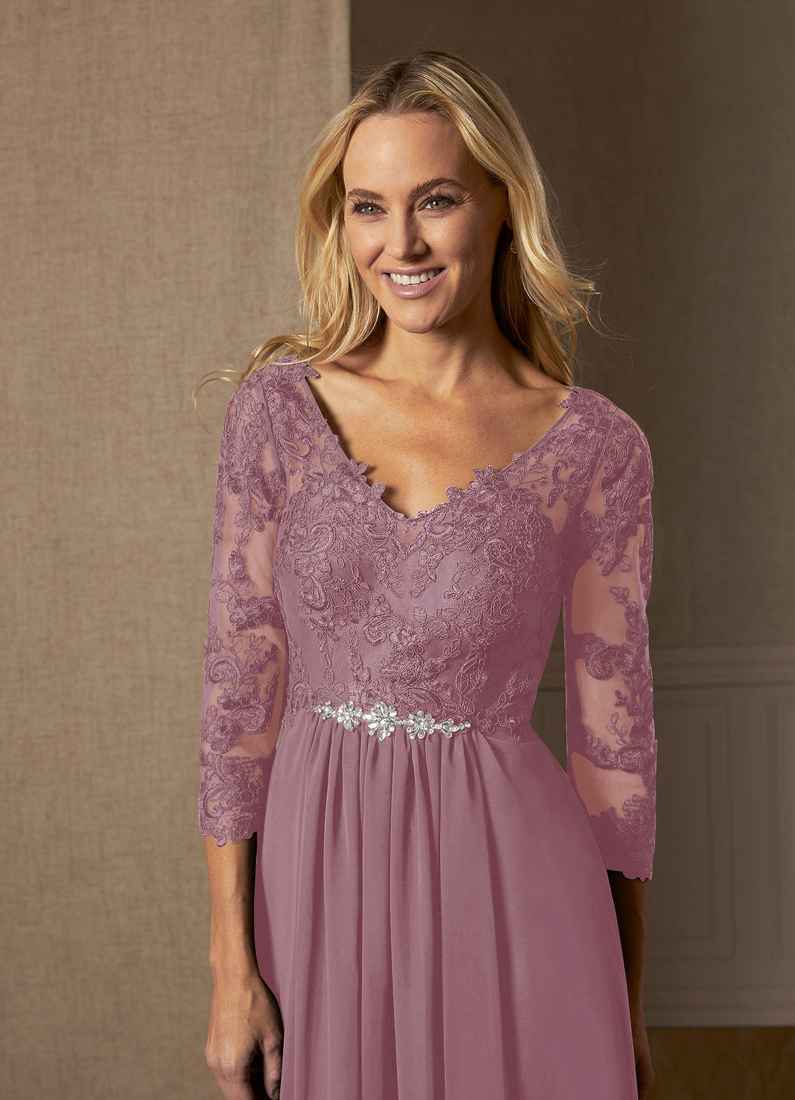 Sleeveless Halter Floor-length Lace Dress Vintage Mauve main image 0