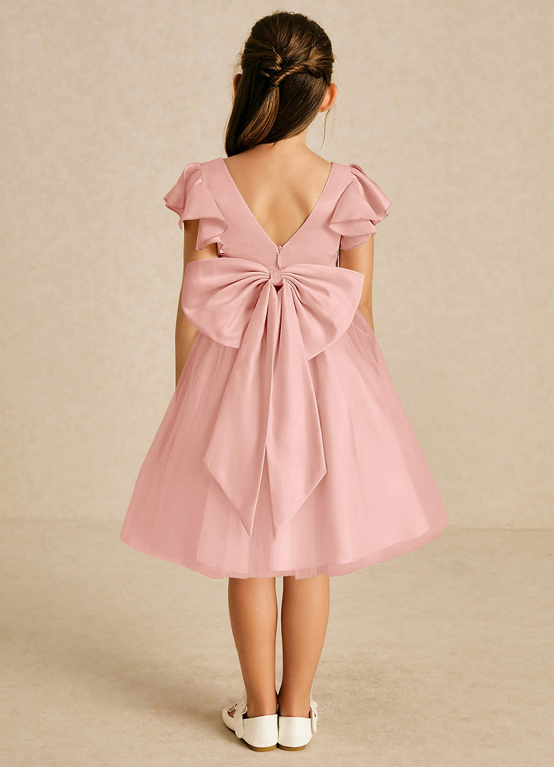 Azazie Kaeya Flower Girl Dresses Rosette A-Line Bow Tulle Dress image1