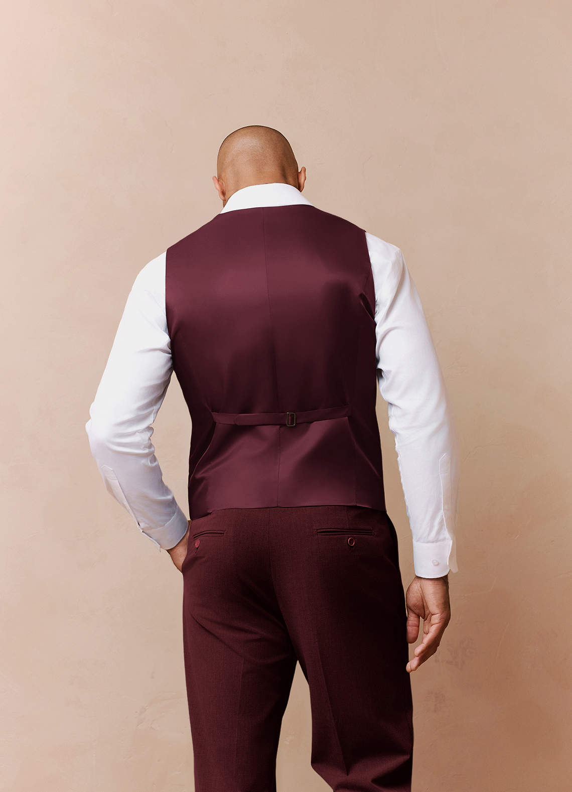 front Savile Burgundy Wool Blend Suit Vest