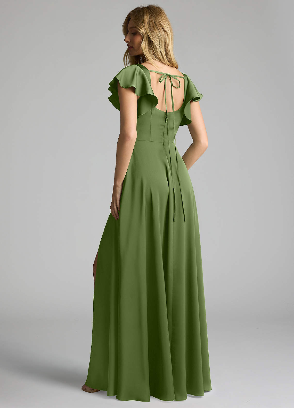 Azazie Bondi Bridesmaid Dresses Juniper A-Line Bow Stretch Satin Dress image1