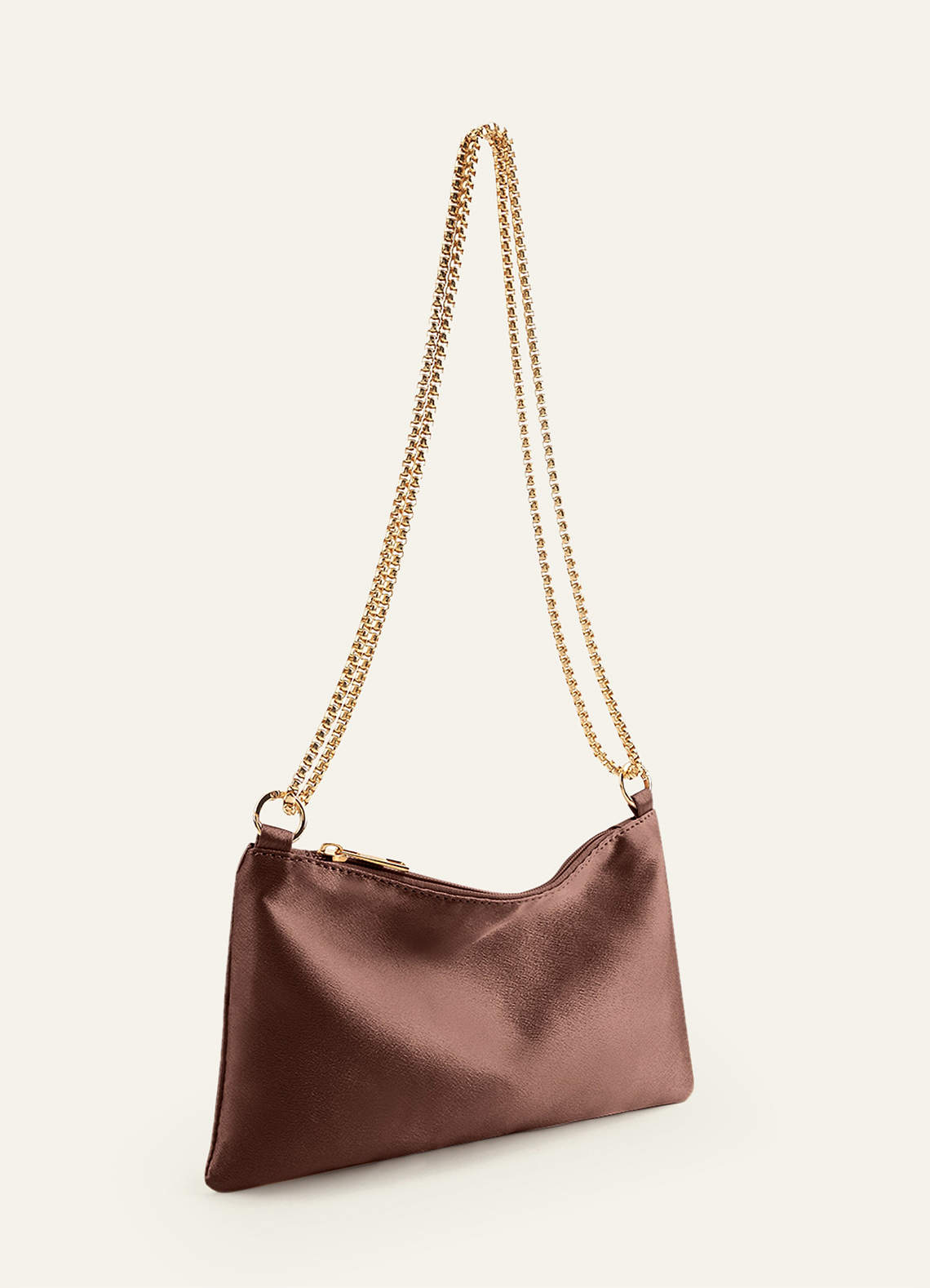 front Matching Color Metallic Satin Adjustable Shoulder Bag