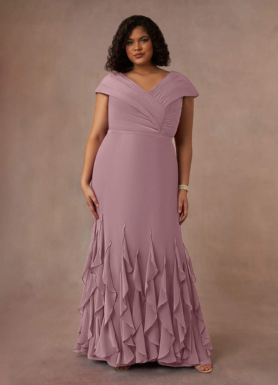 Azazie Bailora Suknie dla Matki Panny Młodej Syrena Marszczony Szyfon Długość podłogi Sukienka image1