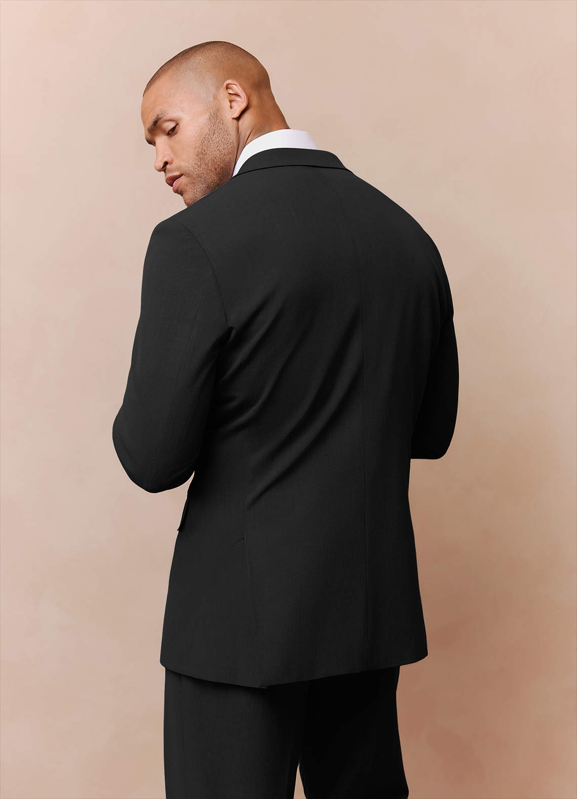 front Savile Black Wool Blend Suit Jacket