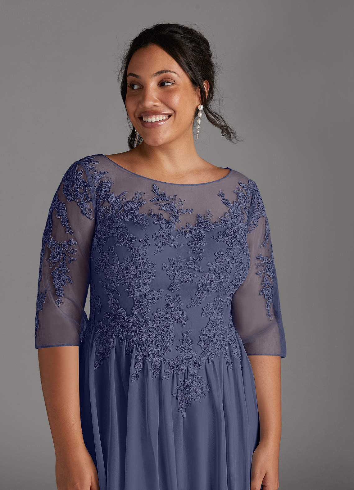 Azazie Harriet Mother of the Bride Dresses Stormy A-Line Scoop lace Mesh Dress image11