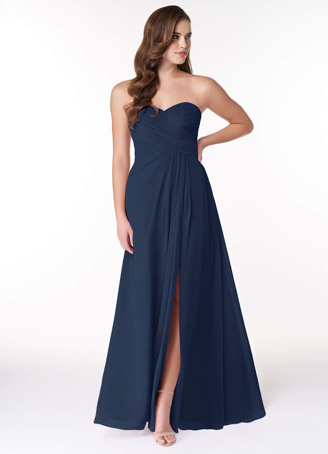 Azazie Arabella Allure Bridesmaid Dresses Dark Navy A-Line Sweetheart Neckline Chiffon Convertible Dress image1
