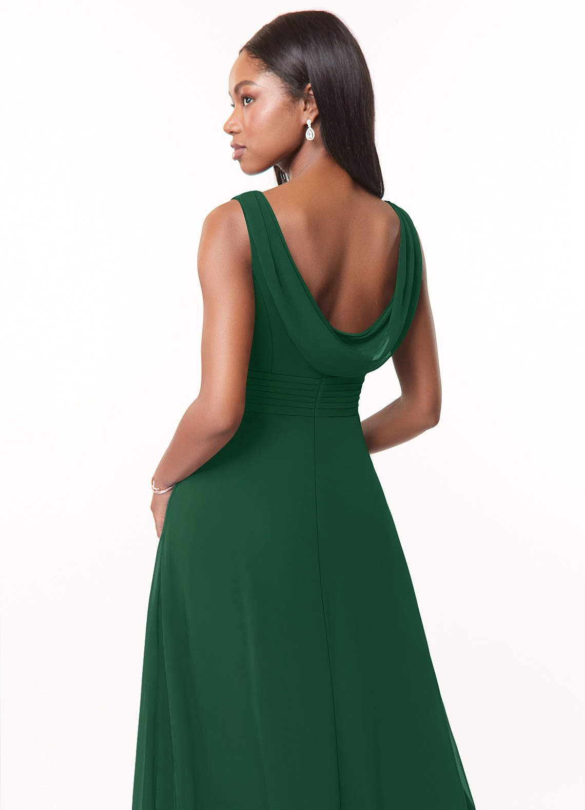 Azazie A-Line V-Neck Floor-Length Chiffon Bridesmaid Dresses Dark Green