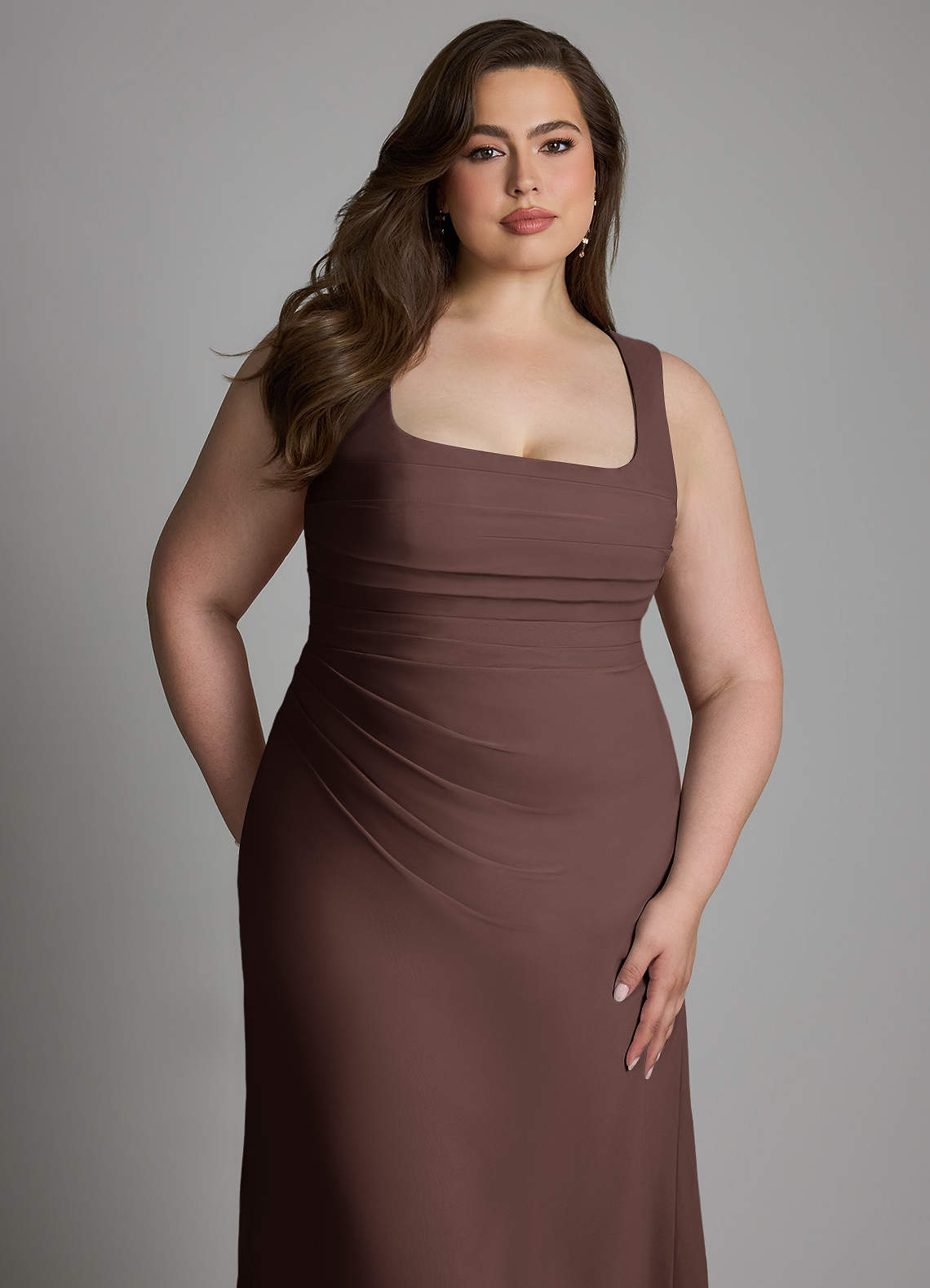 Azazie Agustina Bridesmaid Dresses Ganache Mermaid Corset Chiffon Dress image10