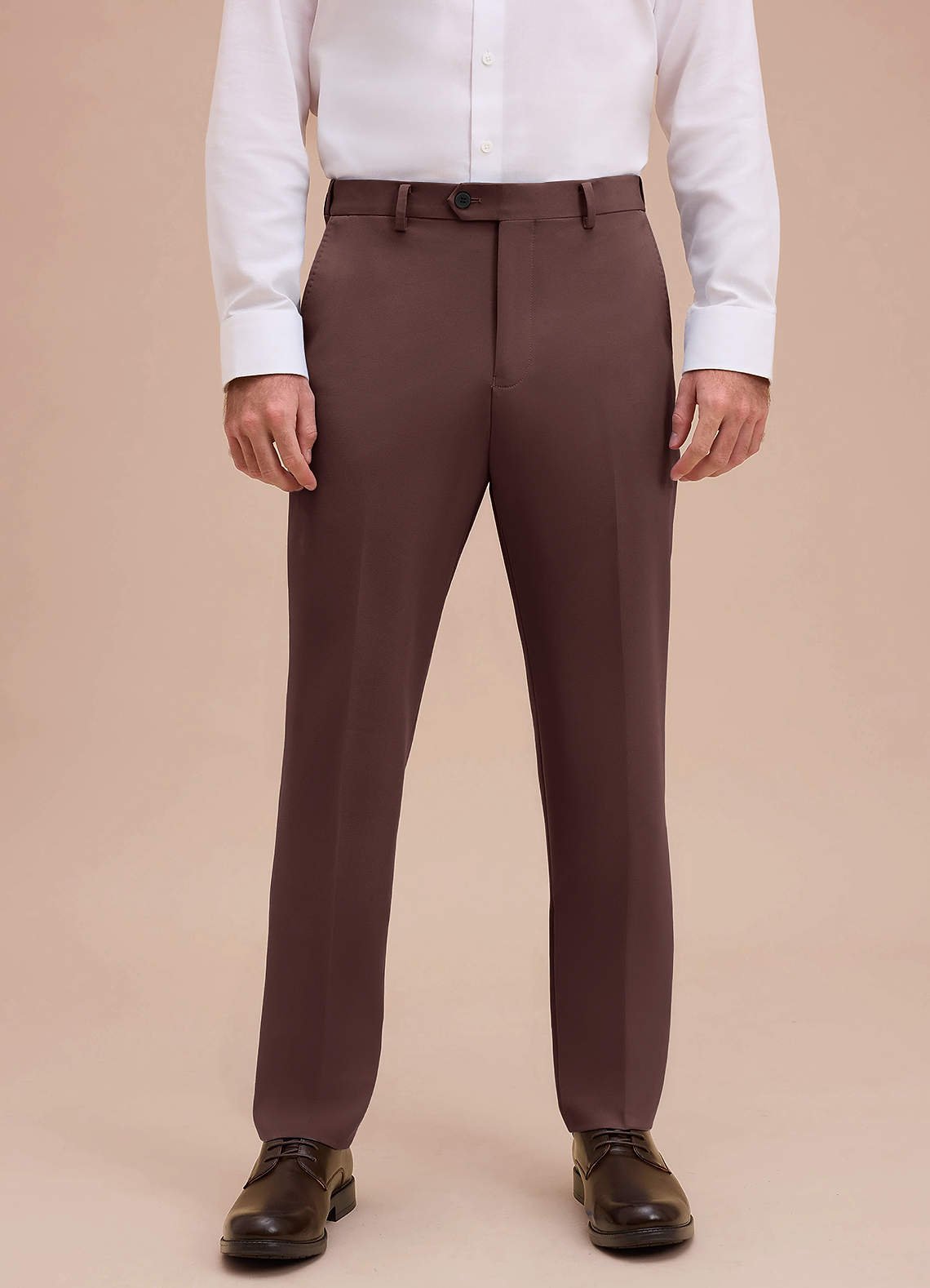 front Ethan Espresso Refined Weave Performance Dress Pants