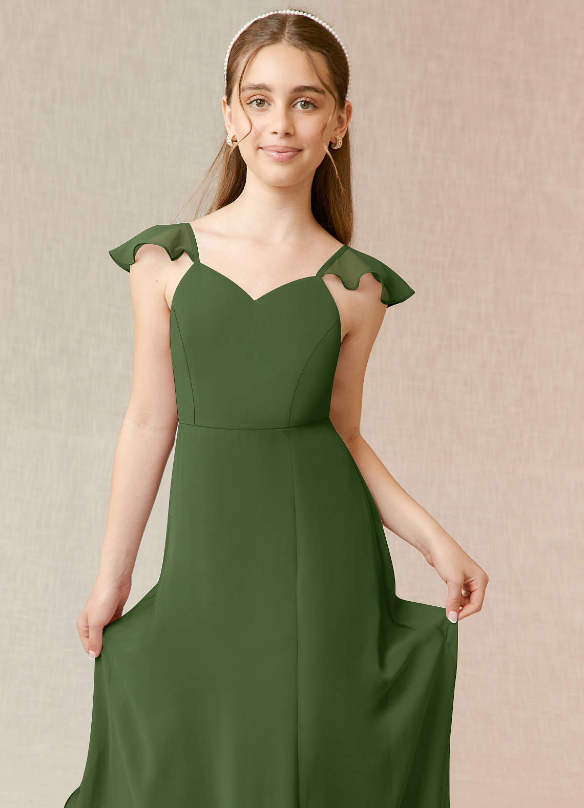 Olive Green Formal Dress for Juniors