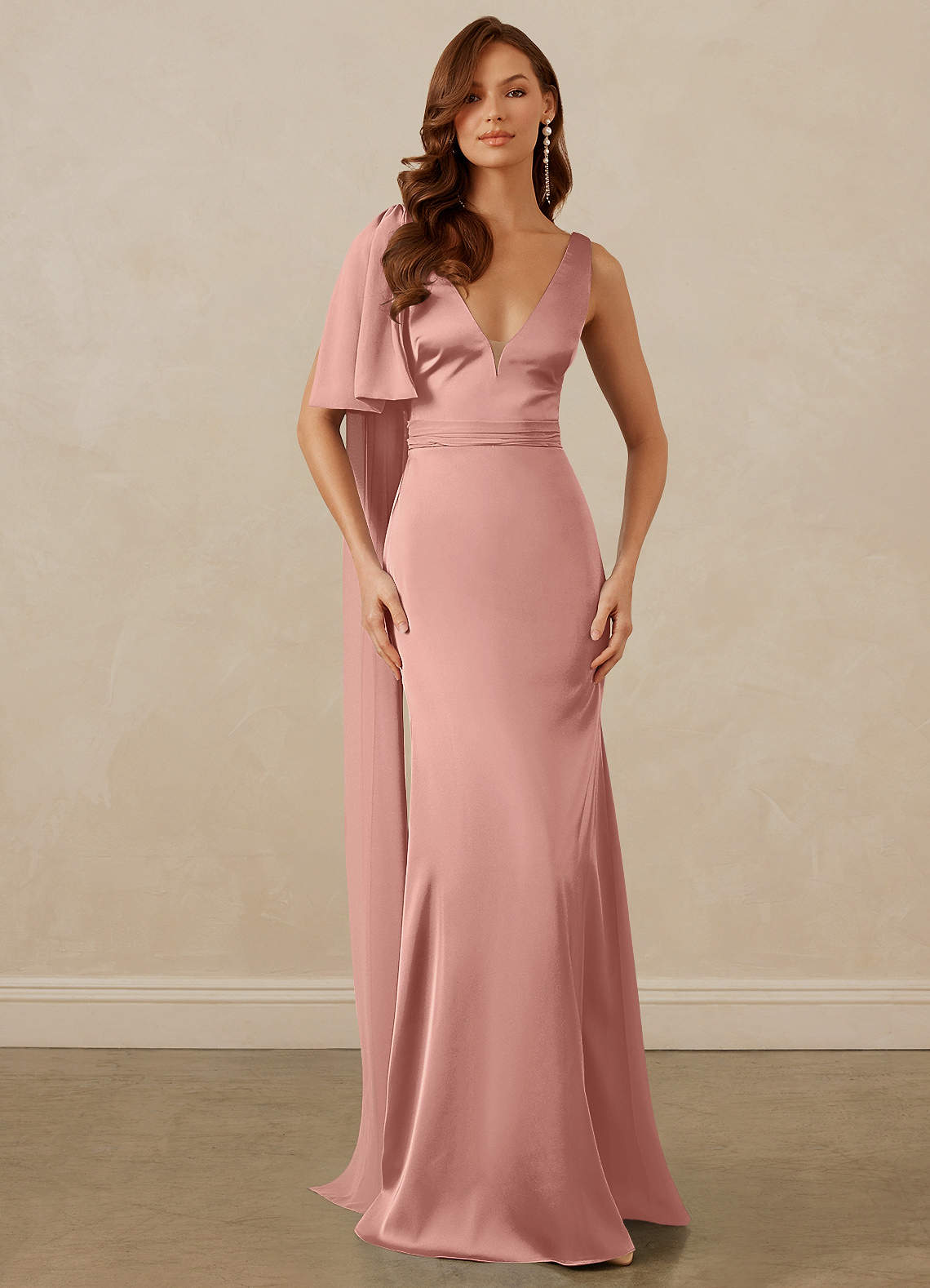 Christian Siriano Bridal for Azazie 1011 Bridesmaid Dresses Rosette Mermaid Bow Stretch Satin Dress image1
