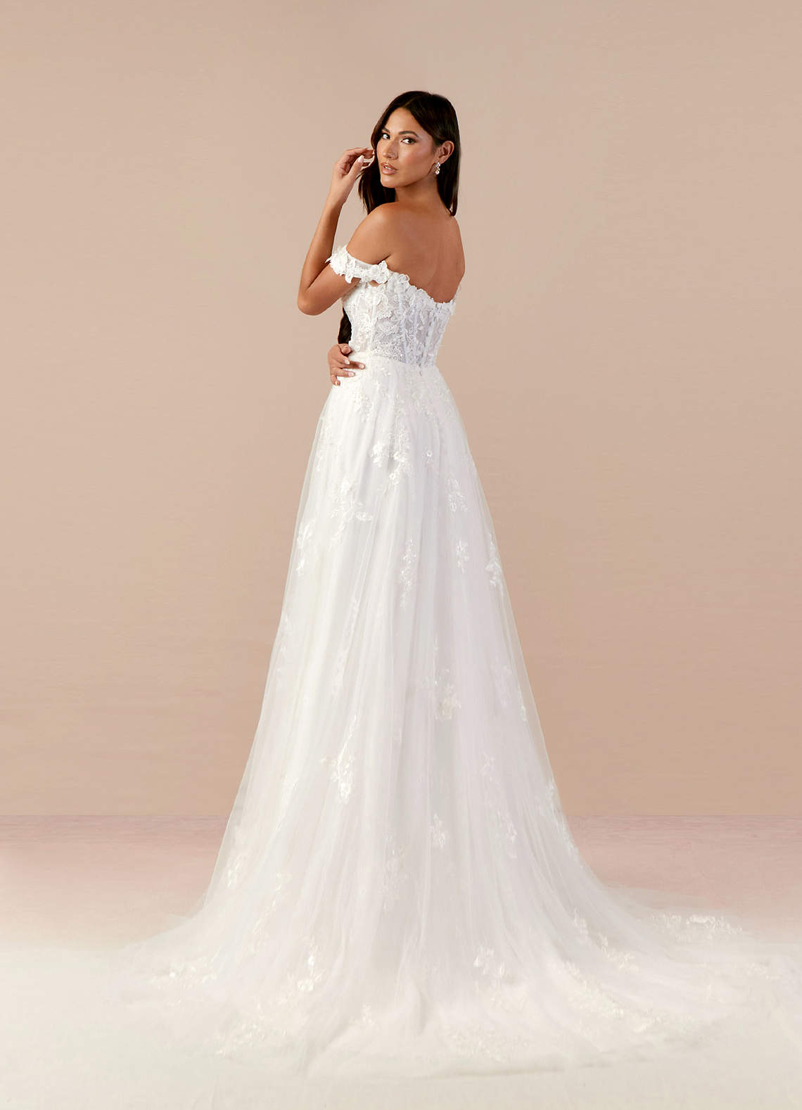 Azazie Florentina Wedding Dresses Diamond White A-Line Sweetheart Sequins Tulle Dress image3