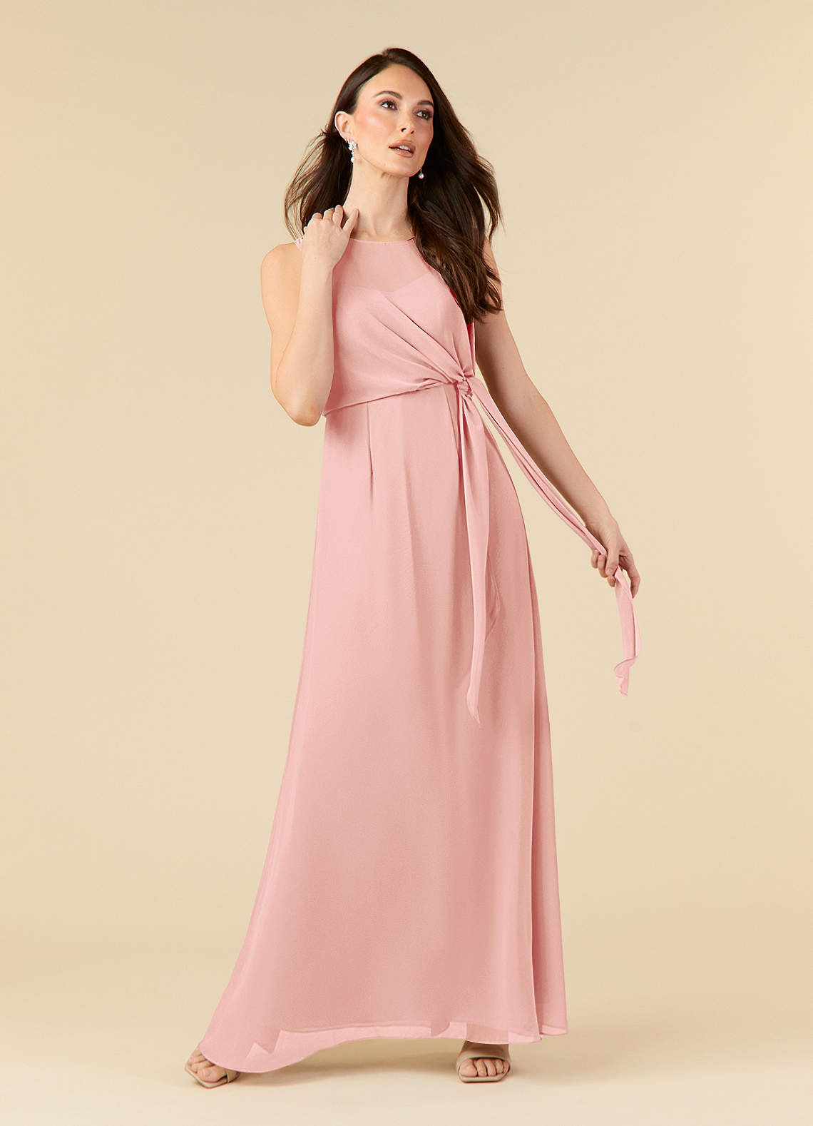 Azazie Marchioness 신부의 어머니 드레스 A라인 쉬폰 바닥 길이 드레스 image1