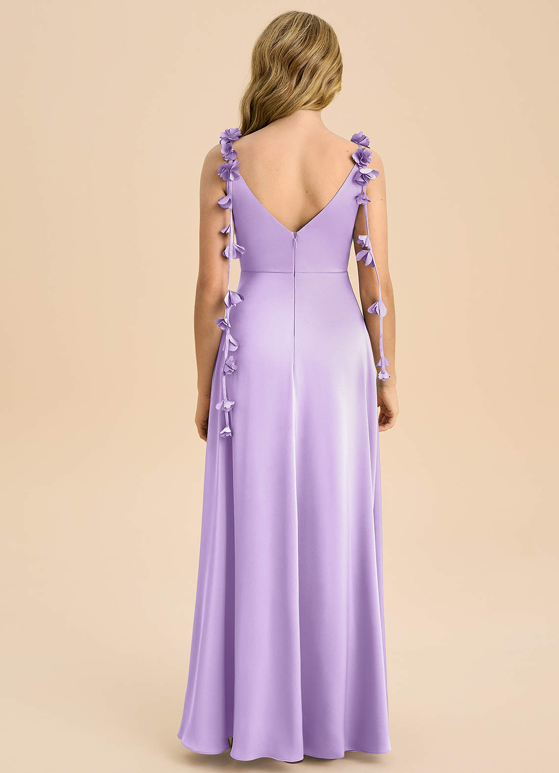 Azazie Gumdrop Junior Robe Empire en Satin extensible Plissée Lilas image6