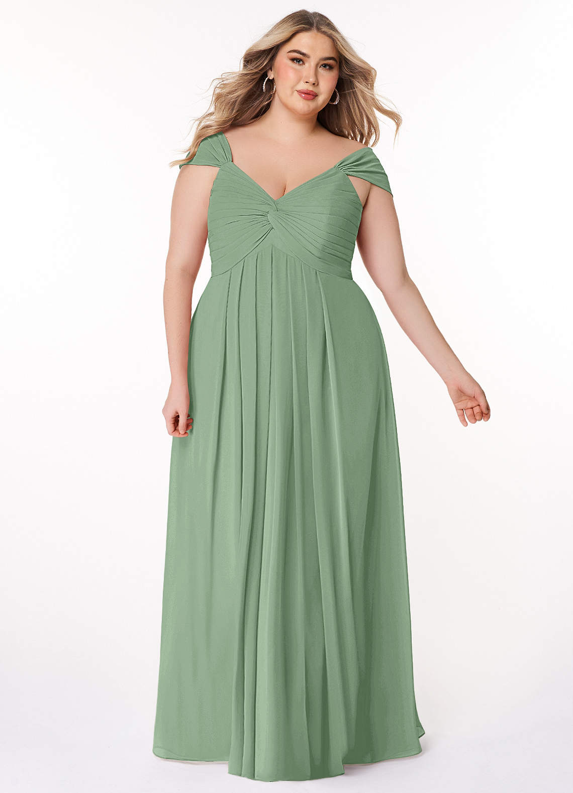 Azazie Kaitlynn At-home Try On Dresses Matcha Empire Ruched Chiffon Convertible Dress image9