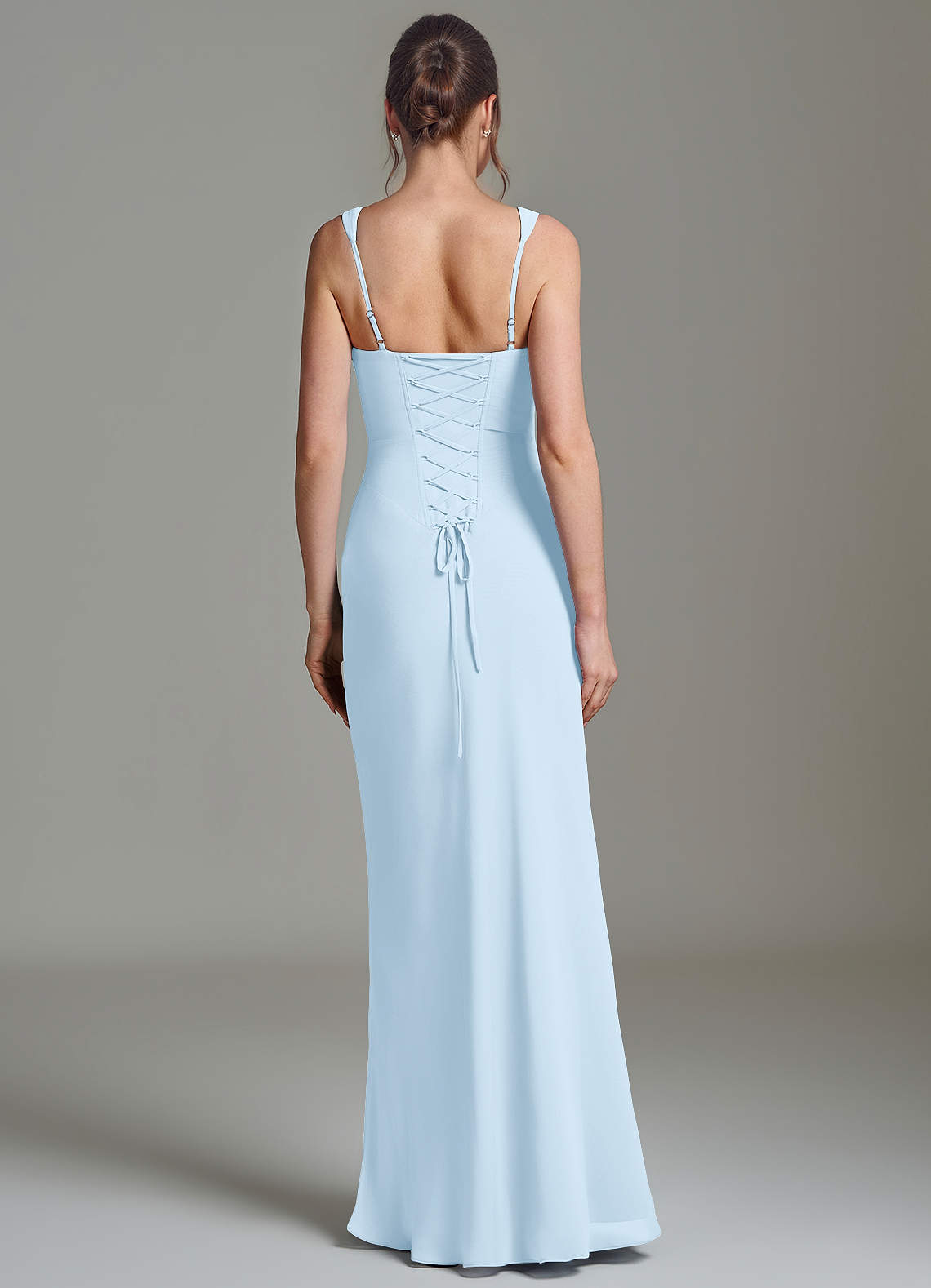 Azazie Niamh Bridesmaid Dresses Sky Blue Mermaid Corset Chiffon Dress image1