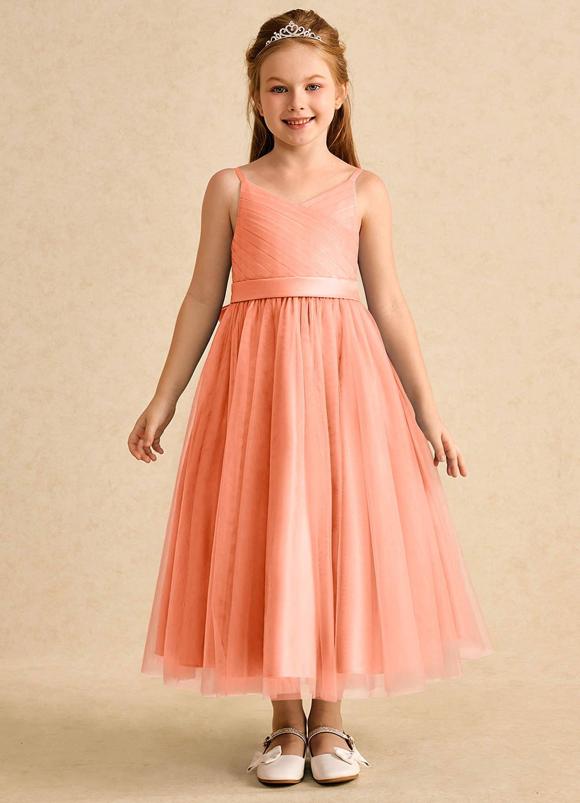 Azazie Patootie Flower Girl Dresses Sunset A-Line Spaghetti Strap Tulle Dress image1