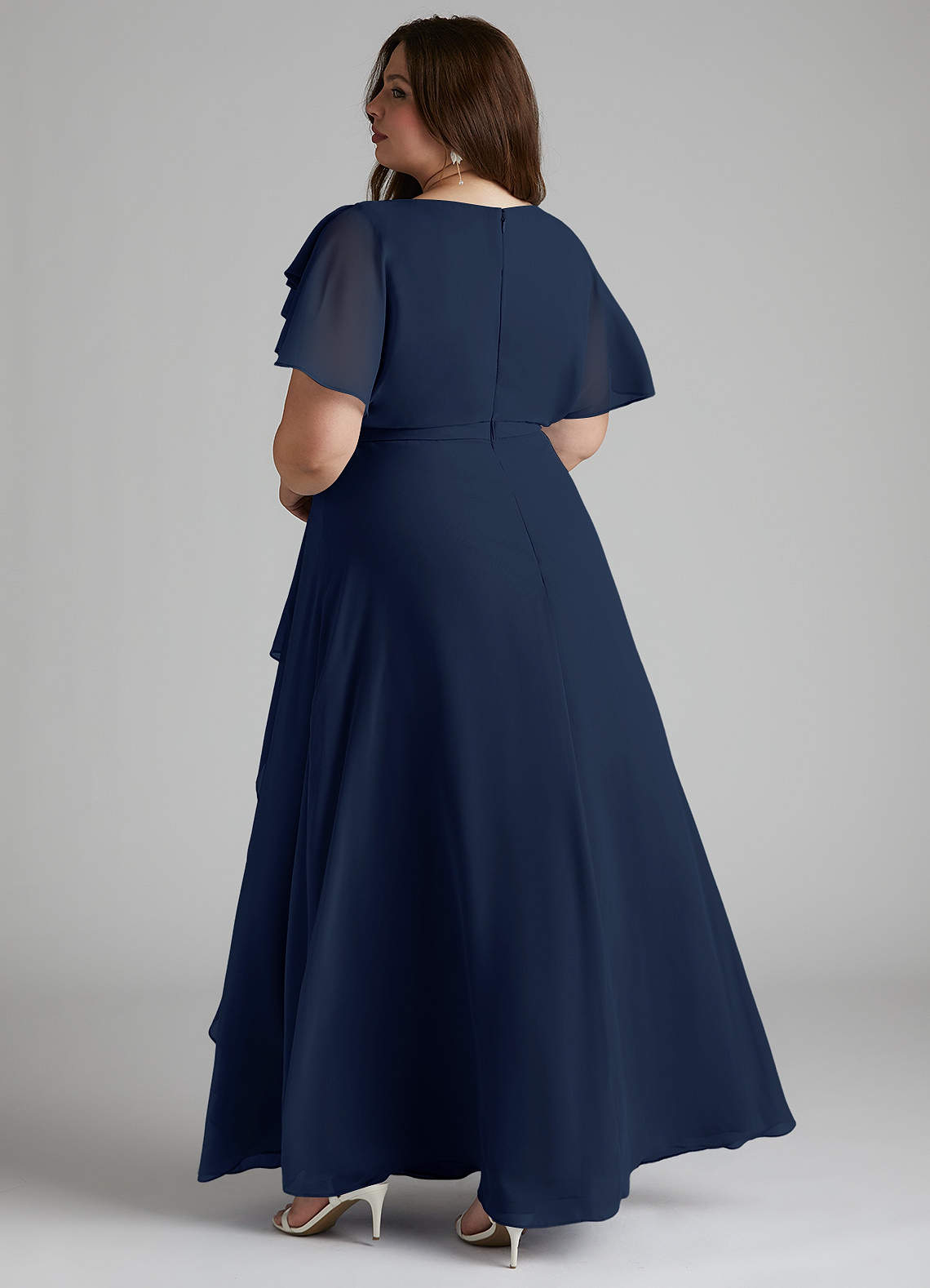 Azazie Aaliyah Modest Bridesmaid Dresses A-Line Scoop Pleated Chiffon Floor-Length Dress image8